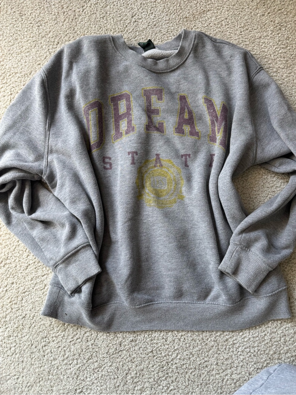 wild fable Gray Crewneck Sweatshirt with Purple and Yellow Graphic